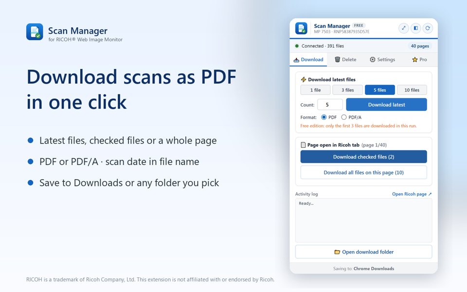 Scan Manager popup